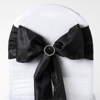 Sash, Taffeta Crinkle Black  6''x108''