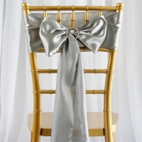 Sash, Satin Silver Wide 7.5''x106''