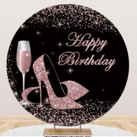 Rose Gold Birthday Round Backdrop